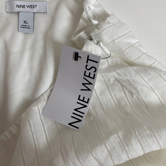 Nine West One Shoulder Shirred Tie Waist Peplum Top in White, Size XL Womens - Picture 8 of 9